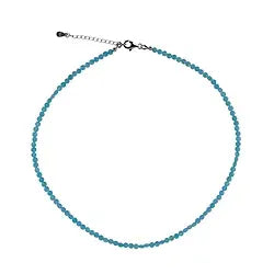 Amazonit Kette mit facettierten Coin-Perlen 3,5 bis 4 mm und rhodiniertem 925 Silberverschluss.