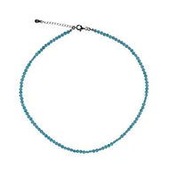 Amazonit Kette mit facettierten Coin-Perlen 3,5 bis 4 mm und rhodiniertem 925 Silberverschluss.