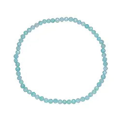 Amazonit Armband mit facettierten 3 mm Kugeln in natürlichen Türkis- und Grüntönen auf elastischem Schmuckband.