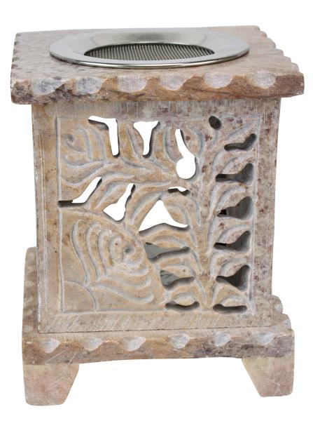 Räucherstövchen „Schatzkästchen“ aus Speckstein mit Edelstahlsieb 10 × 8 cm