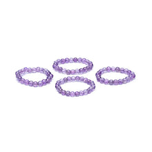 Laden Sie das Bild in den Galerie-Viewer, Elastischer Ring aus Amethyst mit 3 mm Edelsteinperlen
