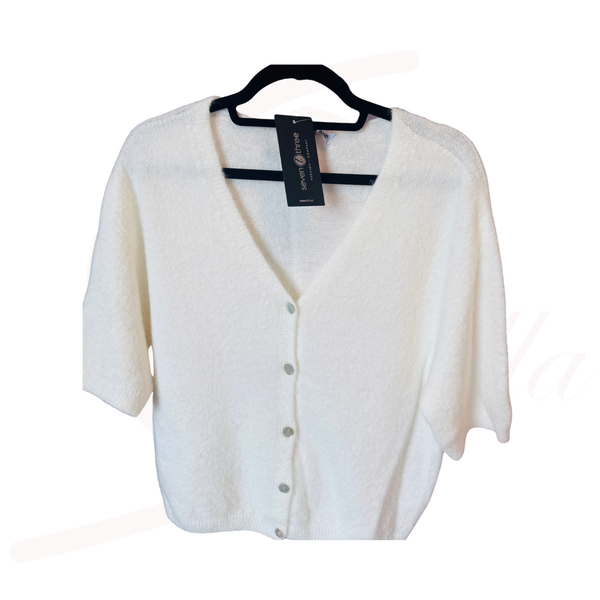 Damen Strickjacke Creme – Alpaka Cardigan Made in Italy
