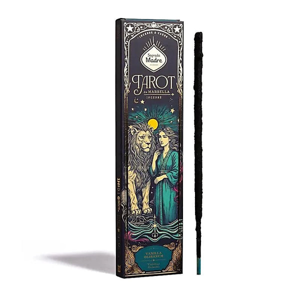 Sagrada Madre Tarot de Marsella – Räucherstäbchen Vanille & Weihrauch mit 2 Tarotkarten