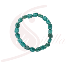Laden Sie das Bild in den Galerie-Viewer, Amazonit Armband dunkel 10–12 mm Nuggets Stein des Monats August grün blau Halbedelstein
