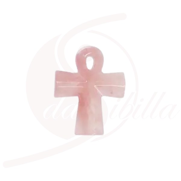Rosenquarz Ankh Kreuz 4,5 x 3 cm rosa Halbedelstein Lebenskreuz Anhänger