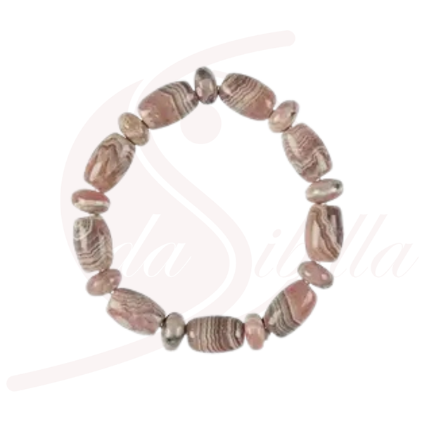 Rhodochrosit Armband Button Walze rosa Halbedelstein 10 mm elastisch