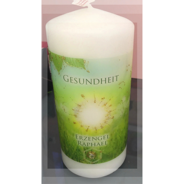 Engelalm, Energiekerze groß, Raphael „GESUNDHEIT“ 15x7cm