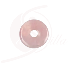 Laden Sie das Bild in den Galerie-Viewer, Rosenquarz Donut 40 mm rosa Halbedelstein großer runder Anhänger Schmuck Herzenergie
