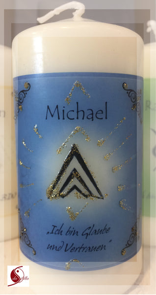 Engelalm Energiekerze klein „Michael“ – Schutz, Vertrauen (10 x 5 cm)