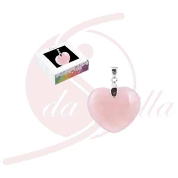 Rosenquarz Herz Anhänger 28 mm rosa Halbedelstein 925 Silber rhodiniert Schmuck Herz