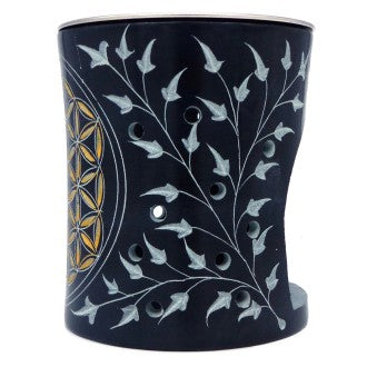 Räuchergefäß Blume des Lebens Gold mit Sieb Ø 9 cm