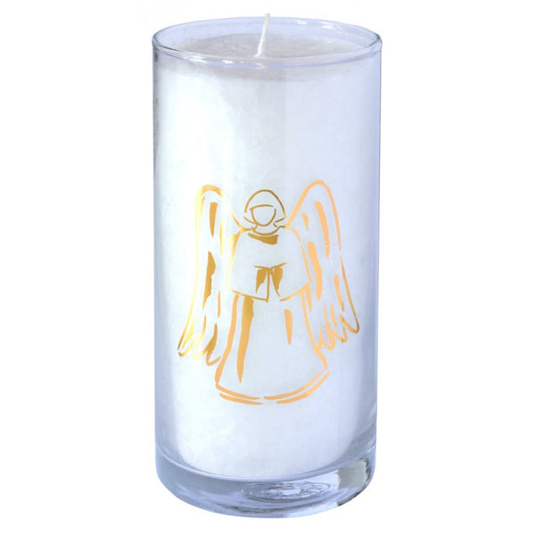 Kerze Pure Engel im Glas weiß 14 cm aus Stearin