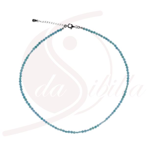 Amazonit Kette, facettierte Coin-Perlen 3,5–4 mm, 42–46 cm, Silber 925 rhodiniert