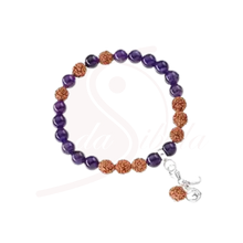 Laden Sie das Bild in den Galerie-Viewer, Mala Armband Amethyst mit Rudraksha und Om-Charm aus 925 Silber
