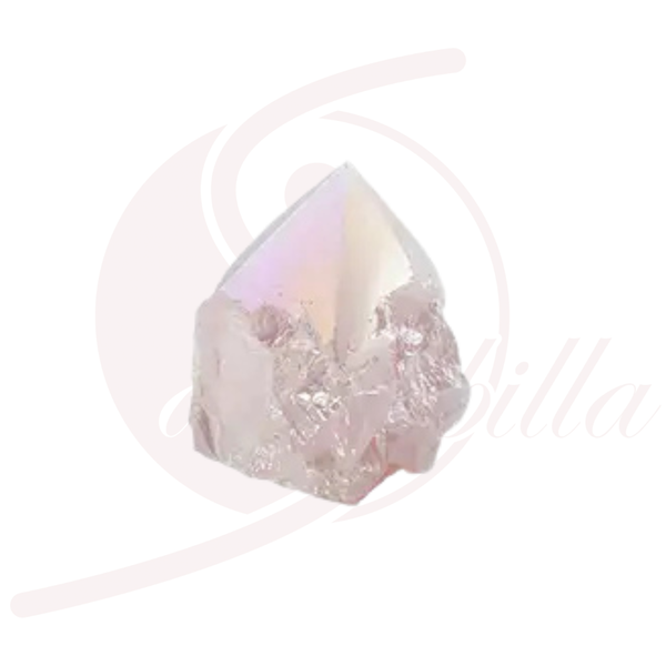 Rosenquarz Aura Spitze 7–8 cm schimmernd rosa Halbedelstein Kristallspitze Titan Aura