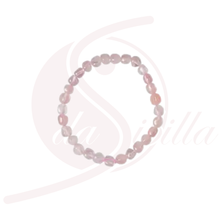 Laden Sie das Bild in den Galerie-Viewer, Rosenquarz Armband Nuggets 6–8 mm rosa Halbedelstein elastisch Selbstliebe Harmonie
