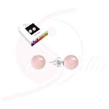 Laden Sie das Bild in den Galerie-Viewer, Rosenquarz Ohrstecker 8 mm Kugel rosa Halbedelstein 925 Silber Ohrringe
