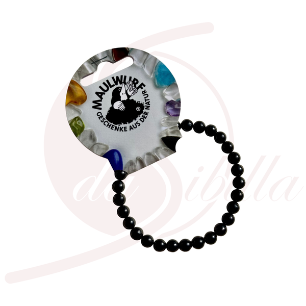 Schungit Armband 6 mm Kugeln, elastisch gefädelt, schwarzer Halbedelstein Schmuck