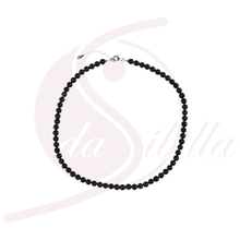 Laden Sie das Bild in den Galerie-Viewer, Schungit Kette 6 mm Kugeln, rhodiniertes Silber 925, schwarzer Halbedelstein für Stabilität
