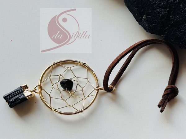 Dreamcatcher klein mit Schörl – Schutz für Zuhause, Schlaf & Auto (3,5cm)