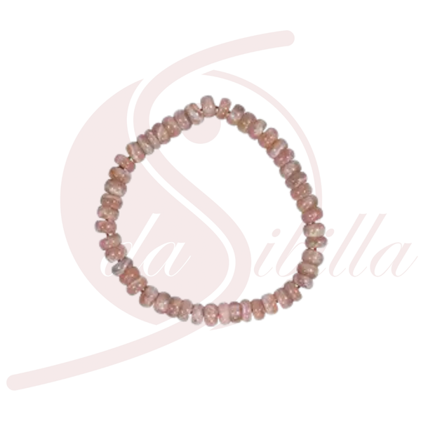 Rhodochrosit Armband Button rosa Halbedelstein 6–7 mm elastisch