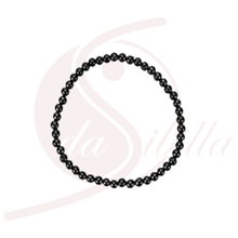 Laden Sie das Bild in den Galerie-Viewer, Schungit Armband 4 mm Kugeln, elastisch gefädelt, schwarzer Halbedelstein Schmuck
