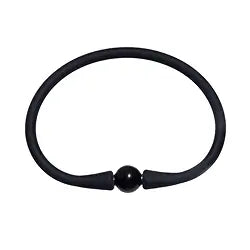 Armband Schörl (schwarzer Turmalin) mit 10 mm Kugel und schwarzem Silikonband – Symbol für Schutz und Abgrenzung.