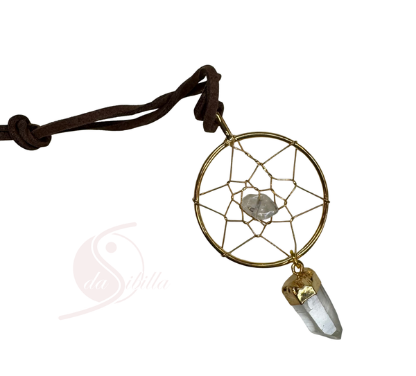 Dreamcatcher mit Bergkristall – Schutz & Klarheit (3,5 cm)