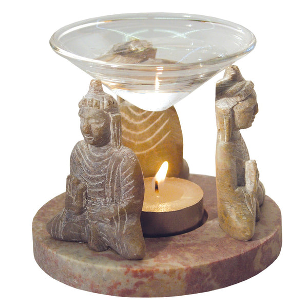 Aromalampe 3 Buddhas Speckstein 10 x 9 cm Duftlampe