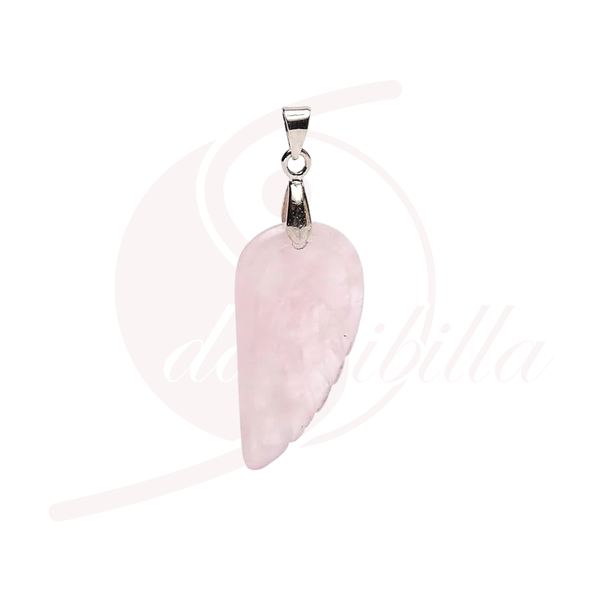 Rosenquarz Engelsflügel Anhänger rosa Halbedelstein Schutzsymbol