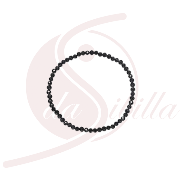 Schörl Armband 3 mm facettiert 14 cm Kinder schwarzer Turmalin elastisch