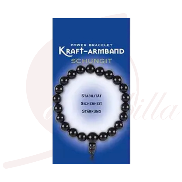 Kraftarmband Schungit 8 mm mit Buddha-Element, elastisch gefädelt