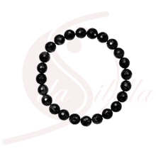 Laden Sie das Bild in den Galerie-Viewer, Schörl Armband 8 mm facettiert, schwarzer Turmalin, elastisch gefädelt
