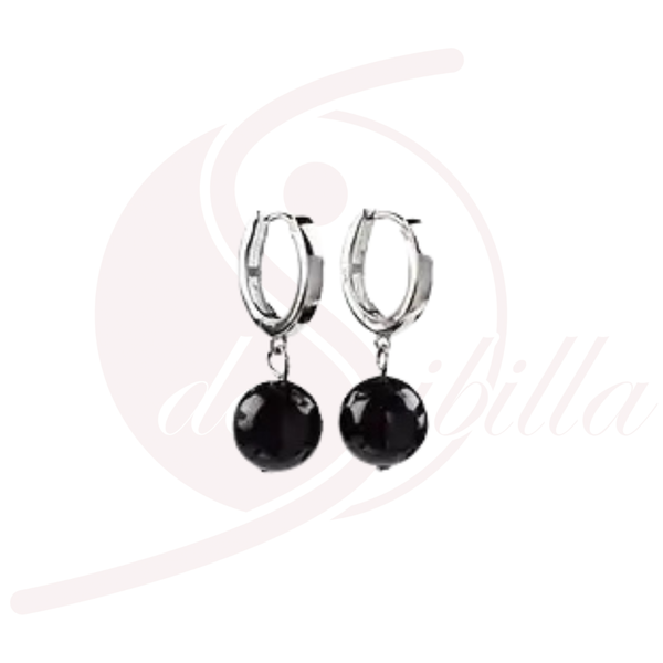 Ohrhänger Schungit 10 mm Kugel, rhodiniertes Silber 925, schwarzer Halbedelstein Schmuck