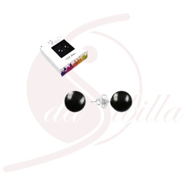 Schungit Ohrstecker 6 mm Kugel, 925 Silber rhodiniert, schwarze Halbedelstein Ohrringe