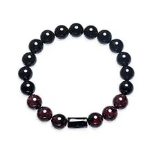 Laden Sie das Bild in den Galerie-Viewer, Armband Schörl &amp; Granat – Schutz &amp; Energiefluss (10 mm Kugeln, 19 cm)

